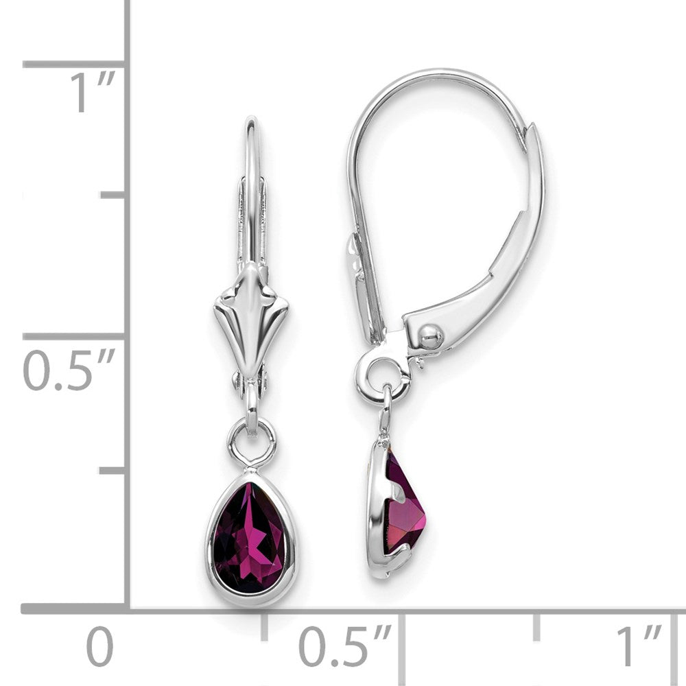 14K White Gold 6x4mm Rhodolite Garnet June Earrings