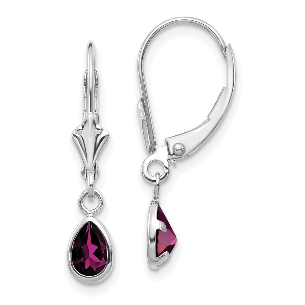 14K White Gold 6x4mm Rhodolite Garnet June Earrings