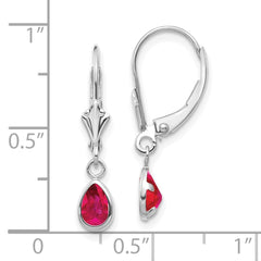 14K White Gold 6x4mm July Ruby Earrings