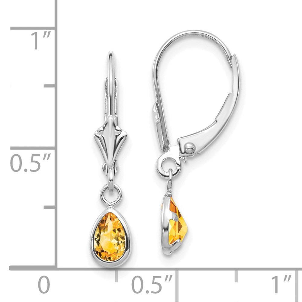 14K White Gold 6x4mm Citrine November Earrings