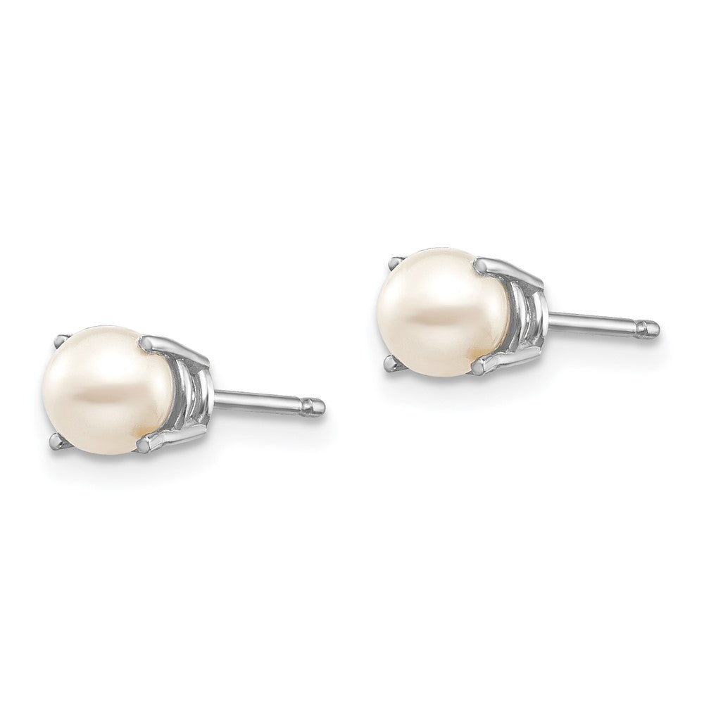 14K White Gold 4.5mm Round June FWC Pearl Post Earrings