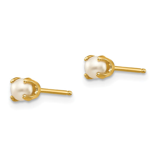 14K Yellow Gold 3mm June FWC Pearl Post Earrings