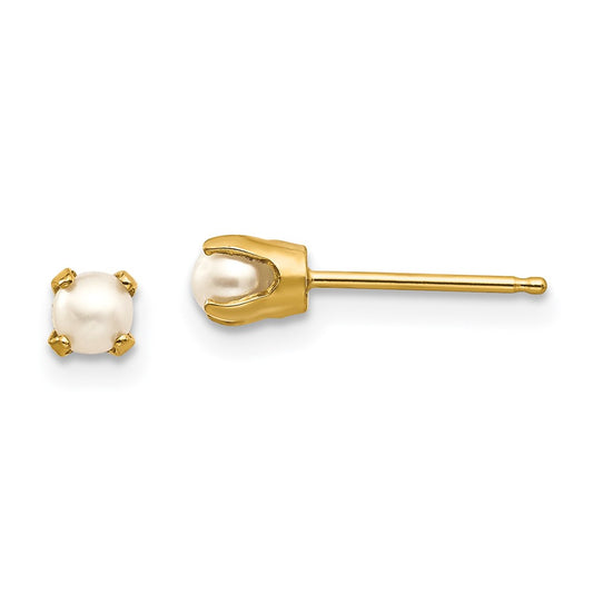 14K Yellow Gold 3mm June FWC Pearl Post Earrings