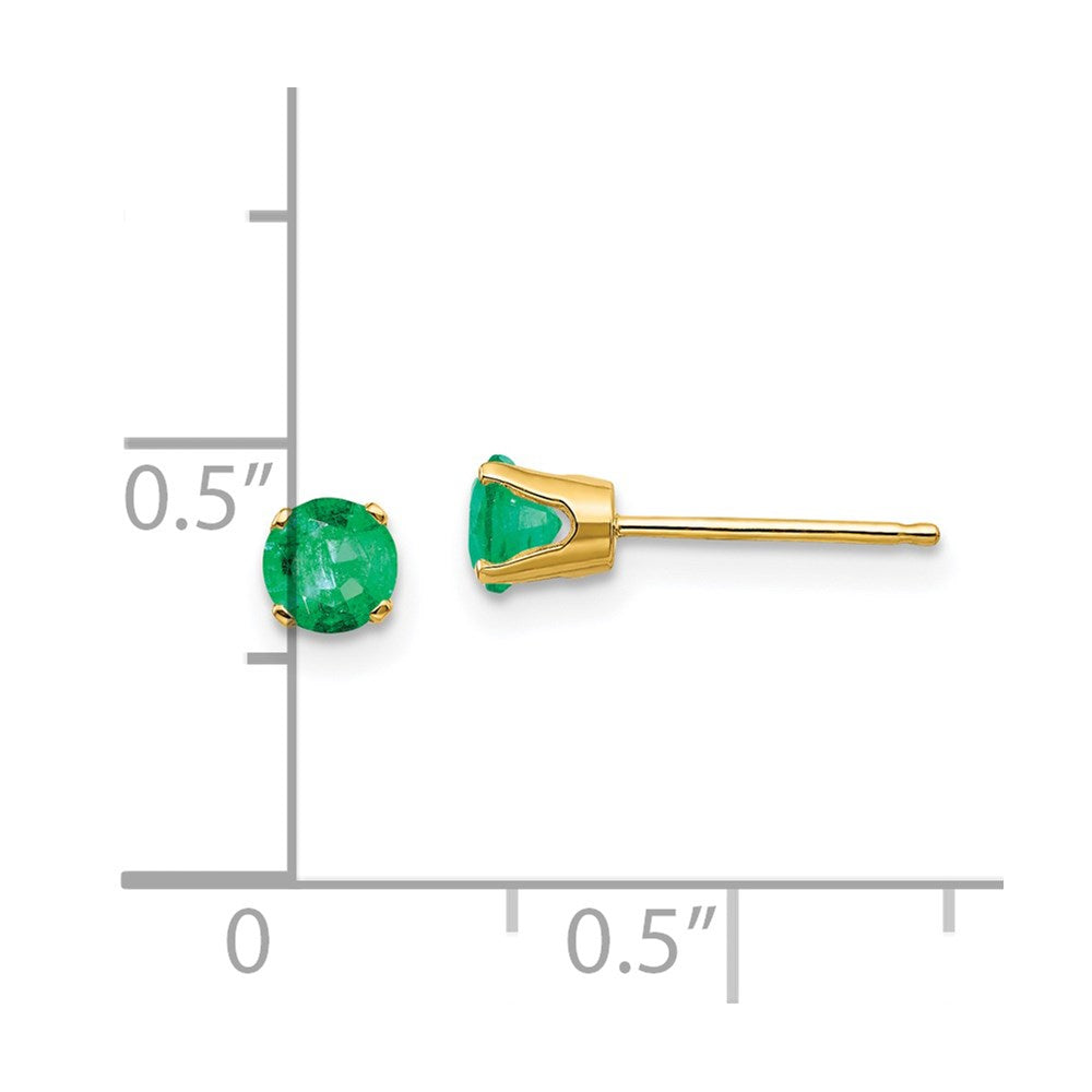 14K Yellow Gold 4mm May Emerald Post Earrings