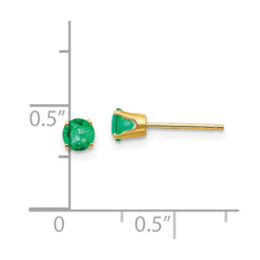 14K Yellow Gold 4mm May Emerald Post Earrings