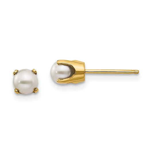 14K Yellow Gold 4mm June FWC Pearl Post Earrings