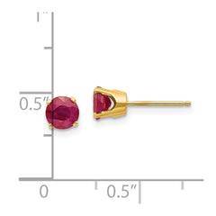 14K Yellow Gold 5mm July Ruby Stud Earrings