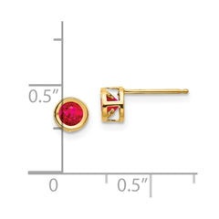 14K Yellow Gold 5mm July Ruby Stud Earrings