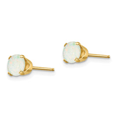 14K Yellow Gold 5mm October Opal Stud Earrings