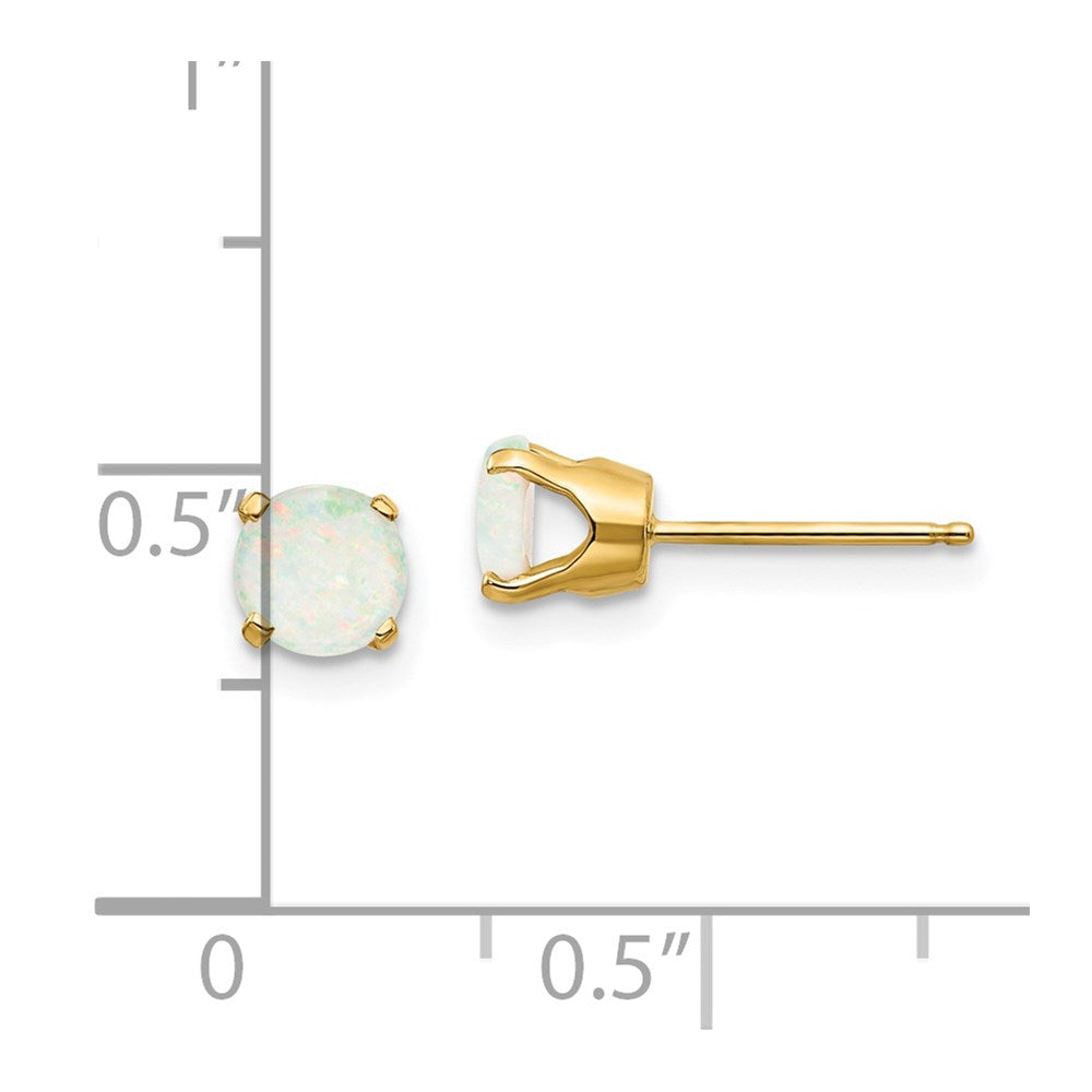 14K Yellow Gold 5mm October Opal Stud Earrings