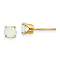 14K Yellow Gold 5mm October Opal Stud Earrings