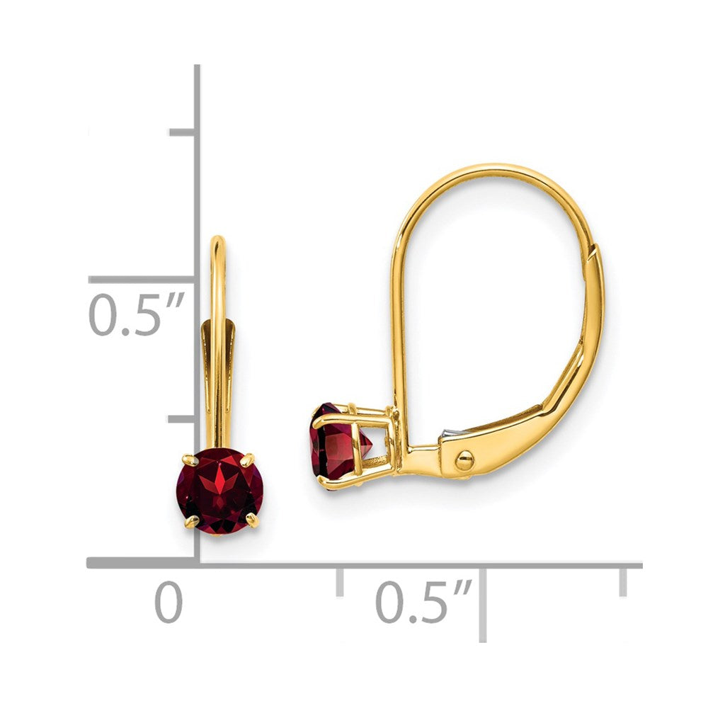 14K Yellow Gold Garnet Earrings - January