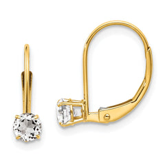 14K Yellow Gold White Topaz Earrings - April