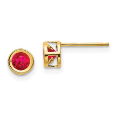 14K Yellow Gold 5mm July Ruby Stud Earrings