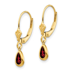 14K Yellow Gold 6x4mm Garnet January Earrings