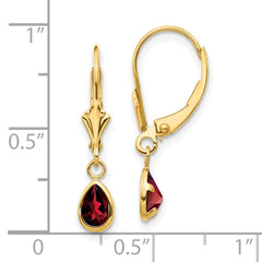 14K Yellow Gold 6x4mm Garnet January Earrings