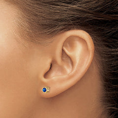 14K Yellow Gold 4mm September Sapphire Stud Earrings