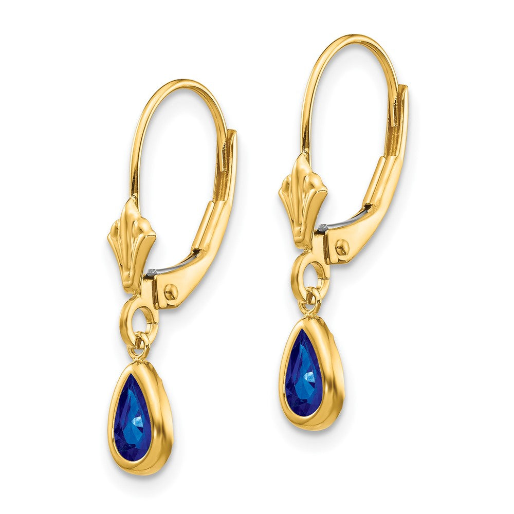 14K Yellow Gold 6x4mm September Sapphire Earrings