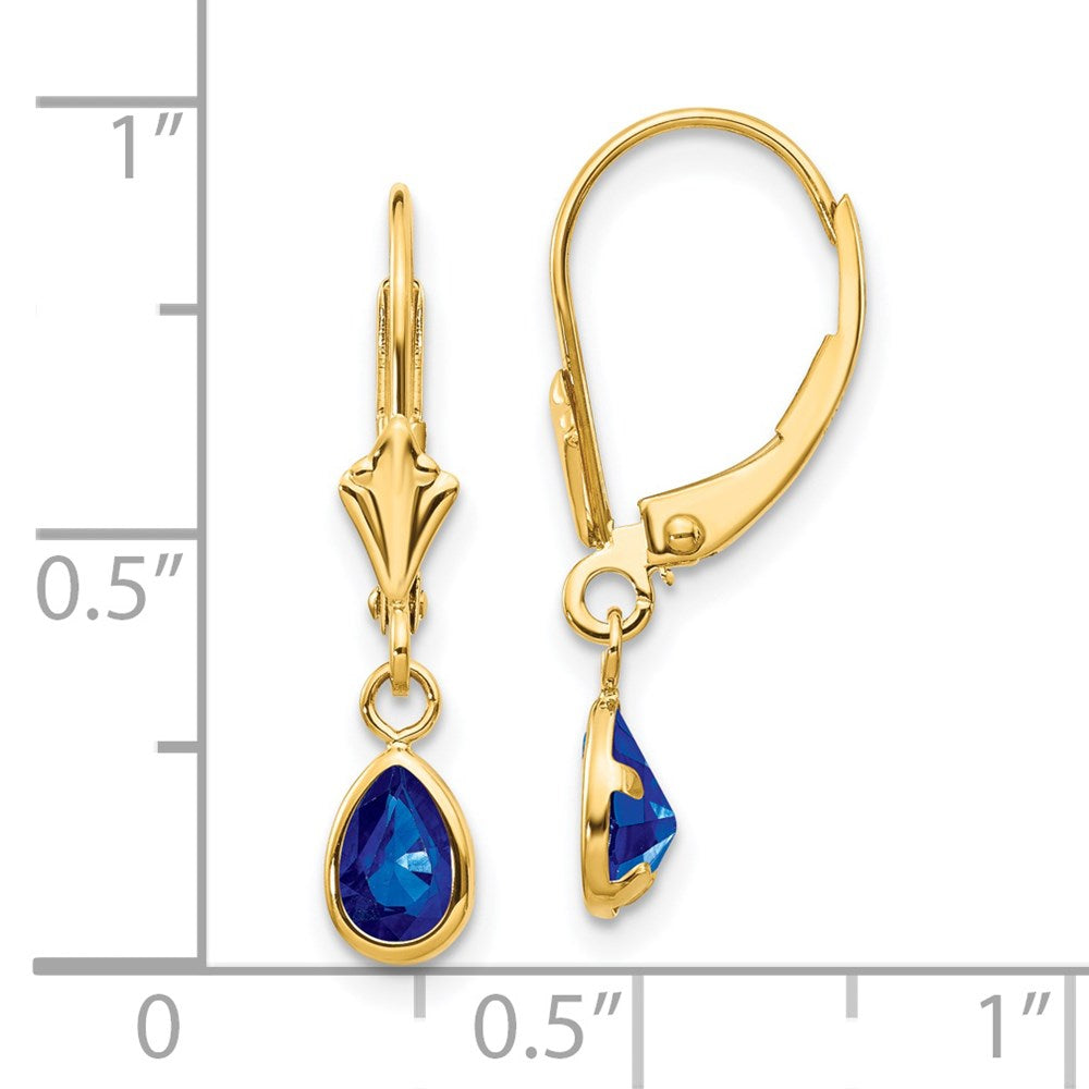 14K Yellow Gold 6x4mm September Sapphire Earrings