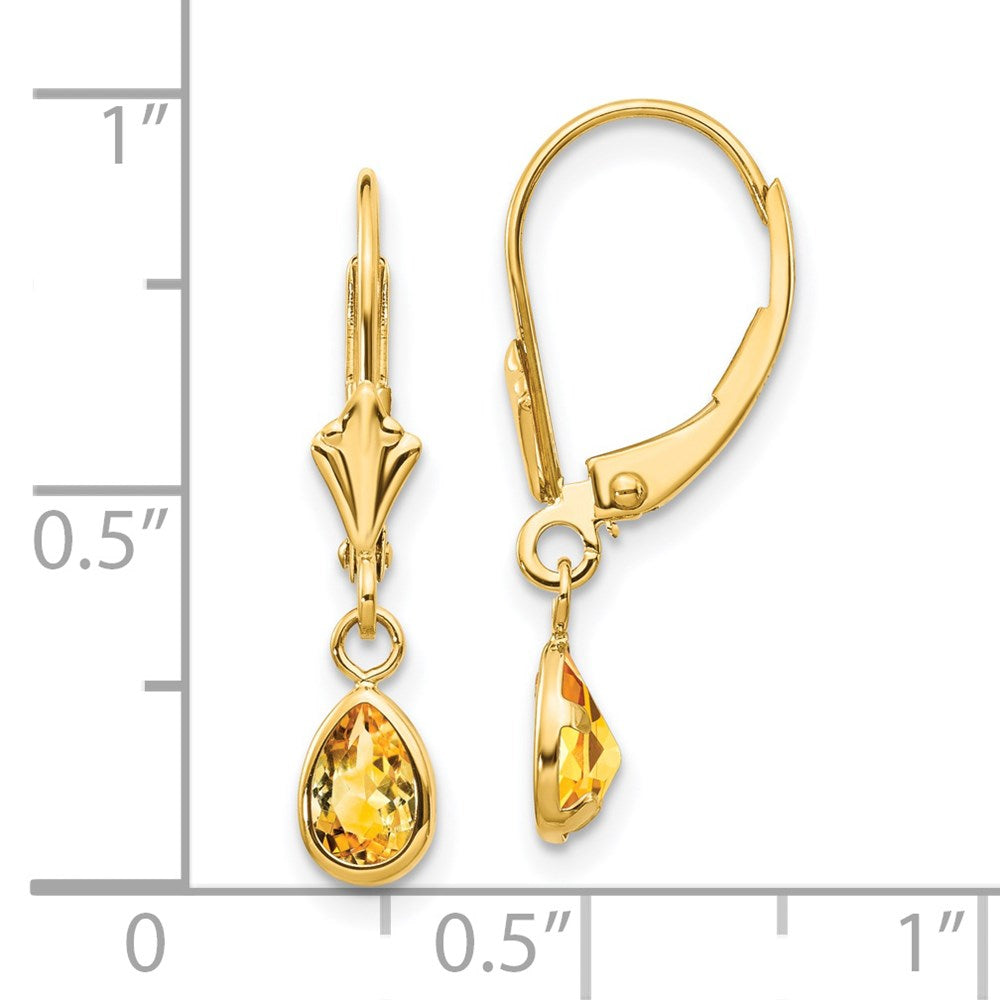 14K Yellow Gold 6x4mm November Citrine Earrings