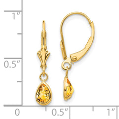 14K Yellow Gold 6x4mm November Citrine Earrings