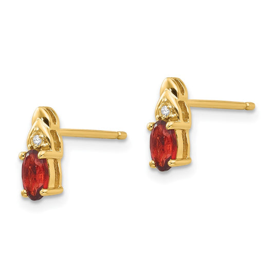 14K Yellow Gold Garnet and Diamond Earrings