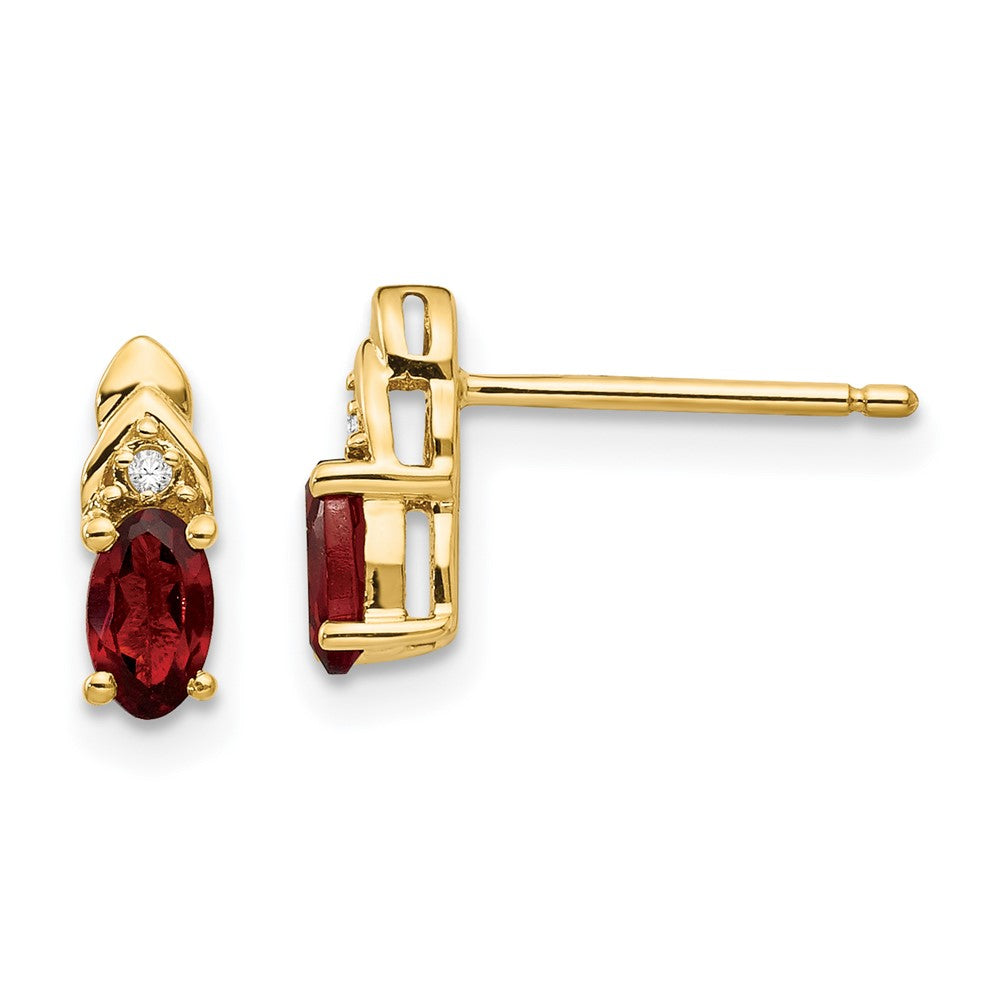 14K Yellow Gold Garnet and Diamond Earrings