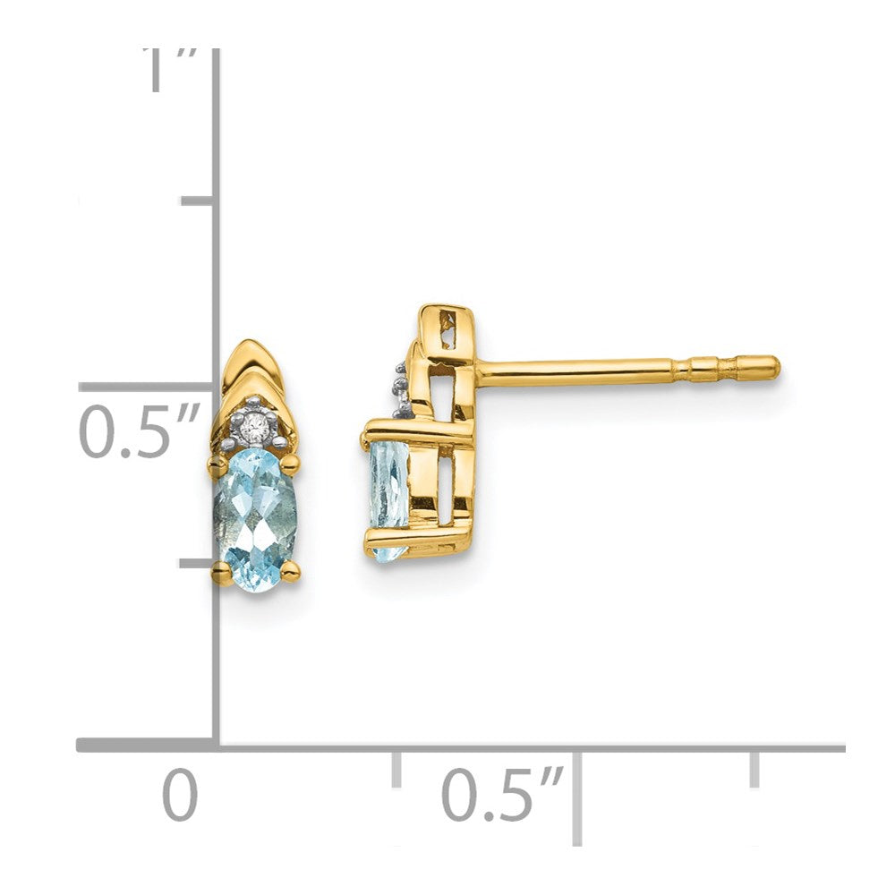 14K Yellow Gold Aquamarine and Diamond Earrings