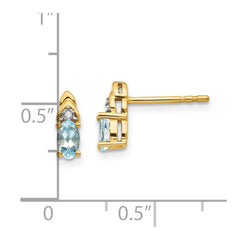 14K Yellow Gold Aquamarine and Diamond Earrings