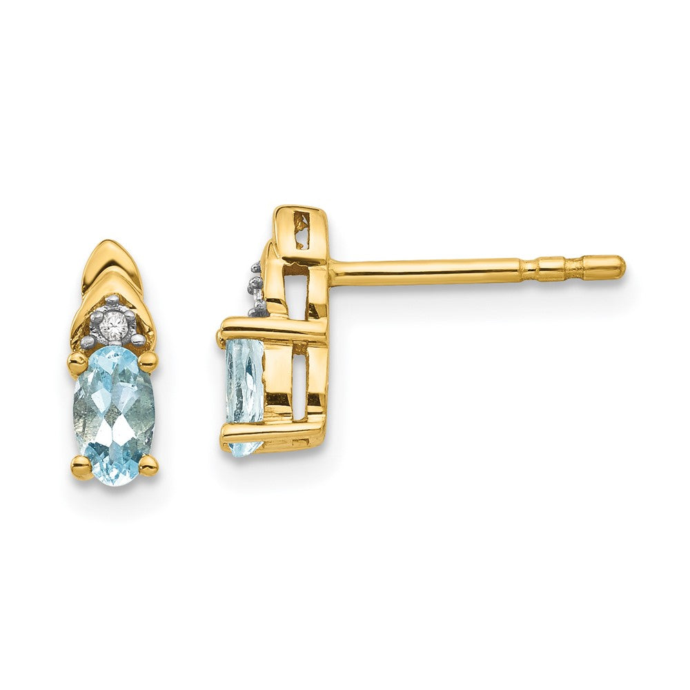 14K Yellow Gold Aquamarine and Diamond Earrings