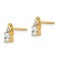 14K Yellow Gold White Topaz and Diamond Earrings