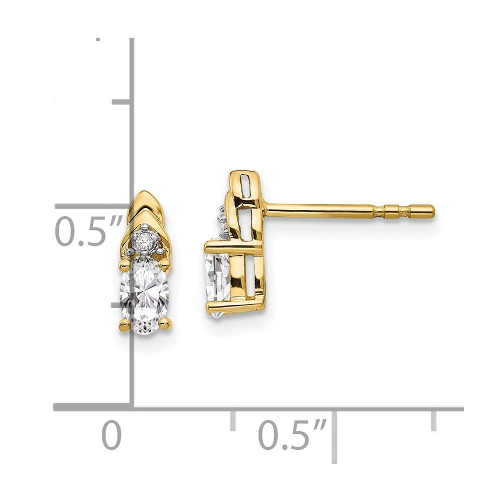 14K Yellow Gold White Topaz and Diamond Earrings