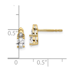 14K Yellow Gold White Topaz and Diamond Earrings