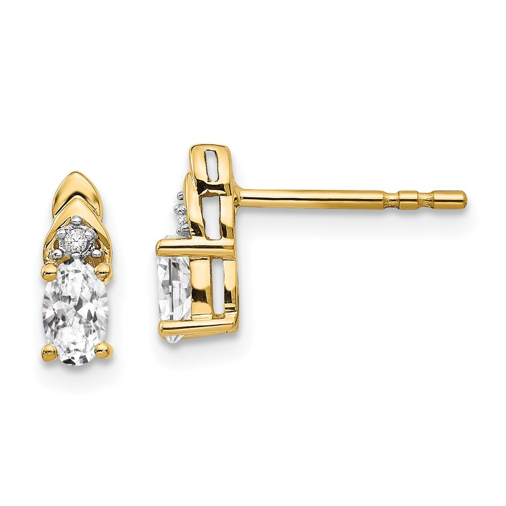 14K Yellow Gold White Topaz and Diamond Earrings