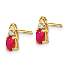 14K Yellow Gold Ruby and Diamond Earrings