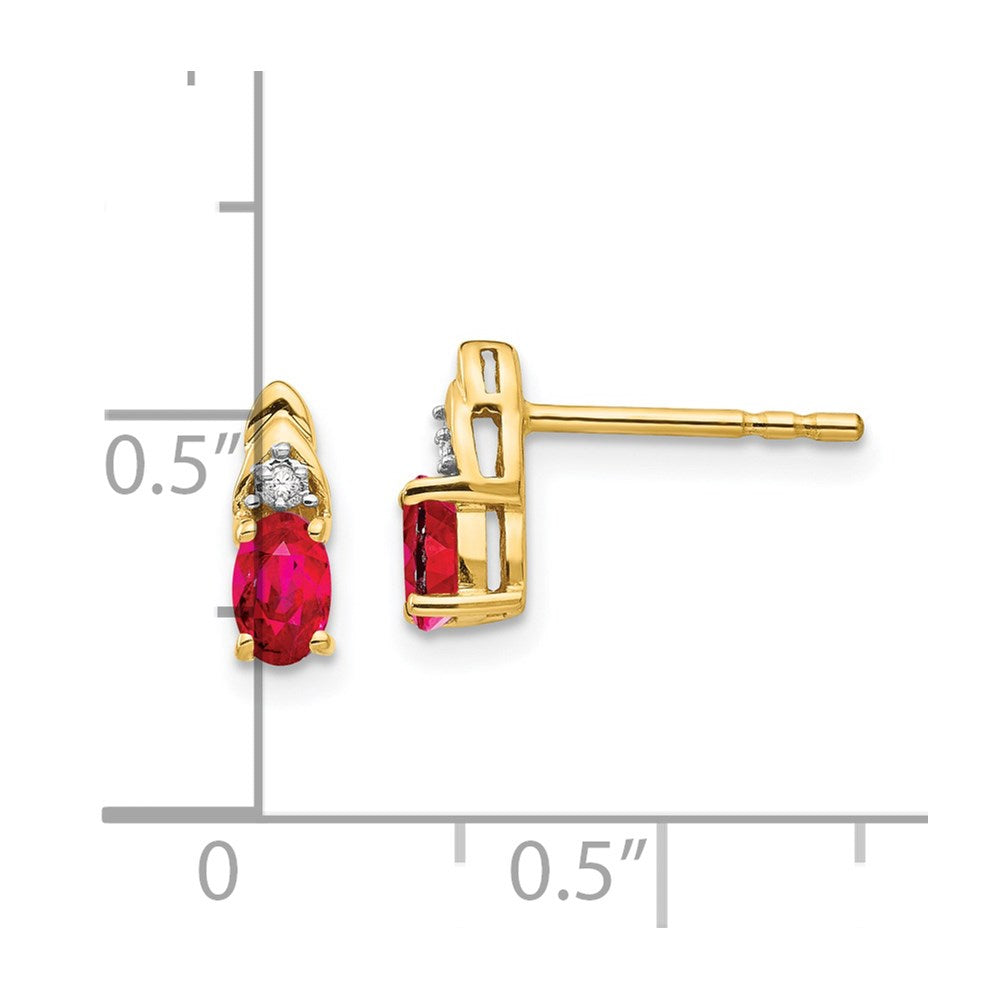 14K Yellow Gold Ruby and Diamond Earrings