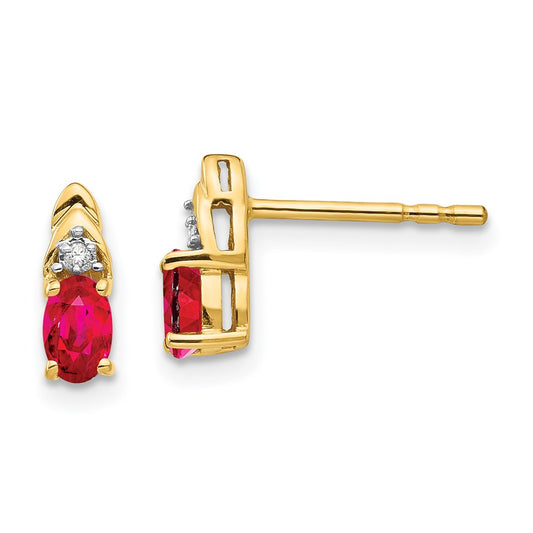 14K Yellow Gold Ruby and Diamond Earrings