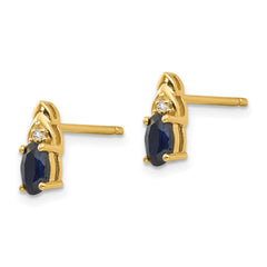 14K Yellow Gold Sapphire and Diamond Earrings