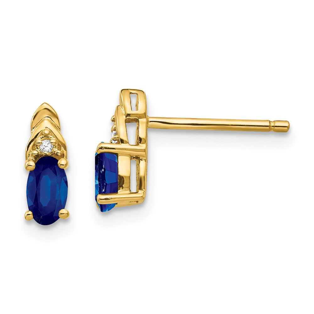 14K Yellow Gold Sapphire and Diamond Earrings