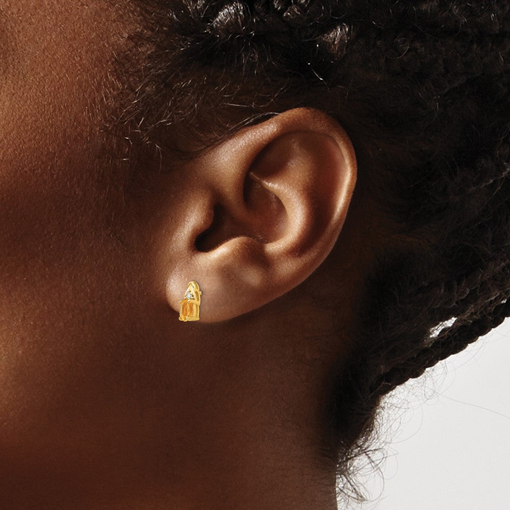 14K Yellow Gold Citrine and Diamond Earrings