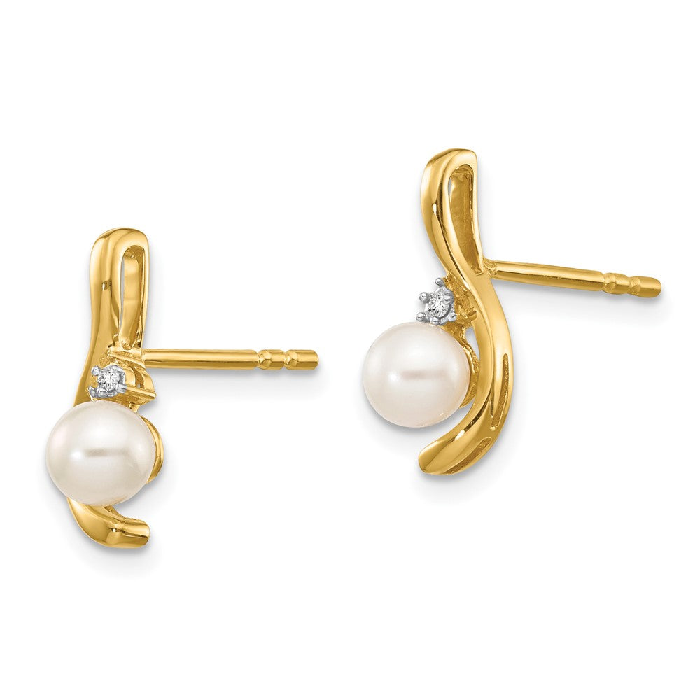 14K Yellow Gold FWC Pearl and Diamond Post Earrings