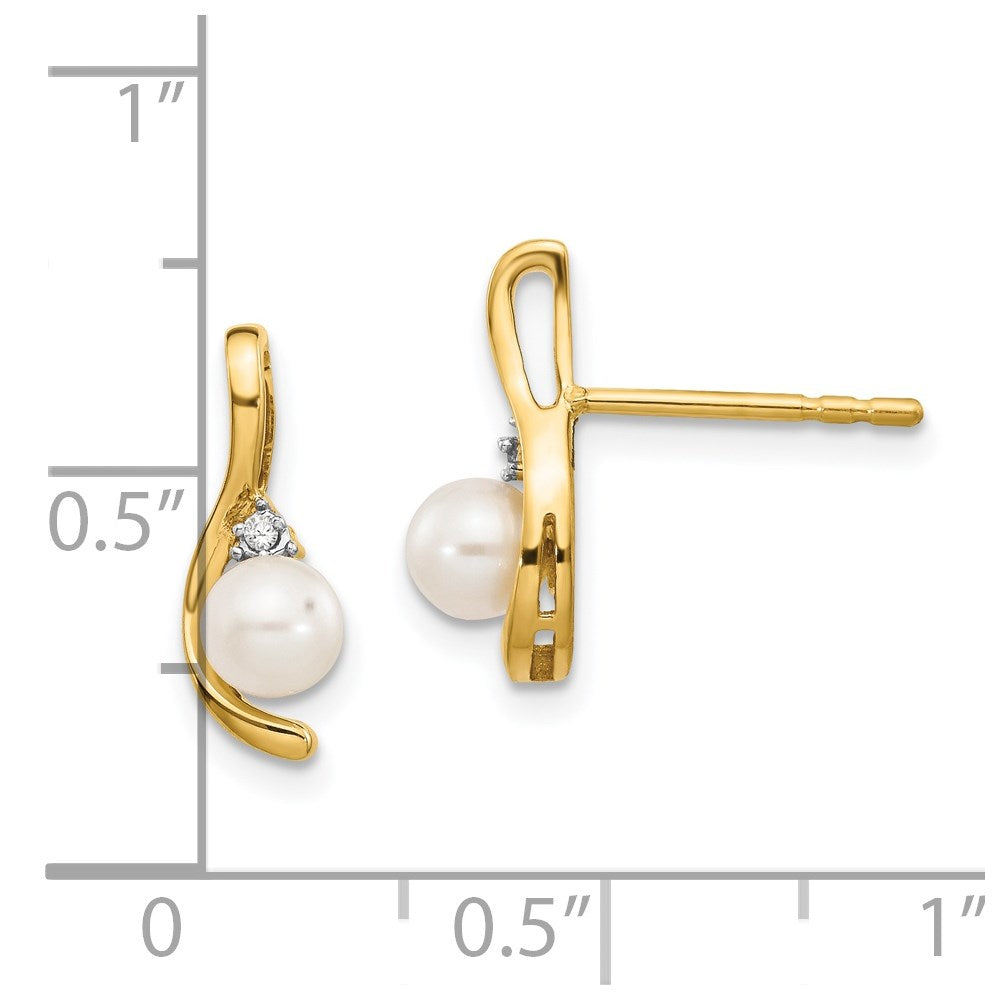 14K Yellow Gold FWC Pearl and Diamond Post Earrings