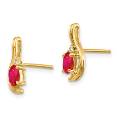 14K Yellow Gold Ruby and Diamond Post Earrings