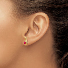 14K Yellow Gold Ruby and Diamond Post Earrings