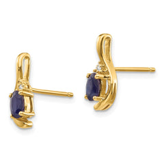 14K Yellow Gold Sapphire and Diamond Post Earrings