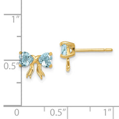 14K Yellow Gold Polished Aquamarine Bow Post Earrings