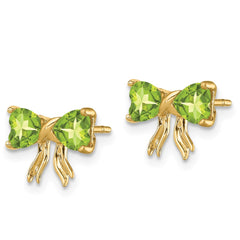 14K Yellow Gold Polished Peridot Bow Post Earrings