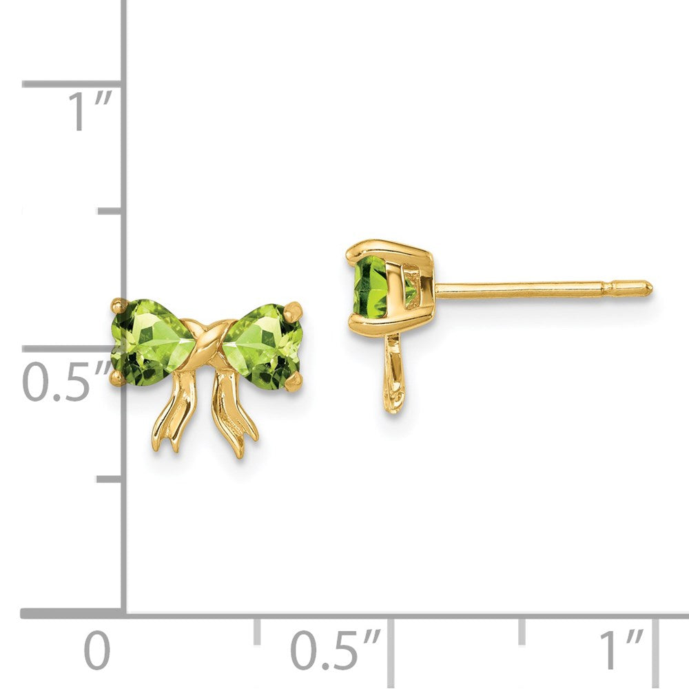 14K Yellow Gold Polished Peridot Bow Post Earrings