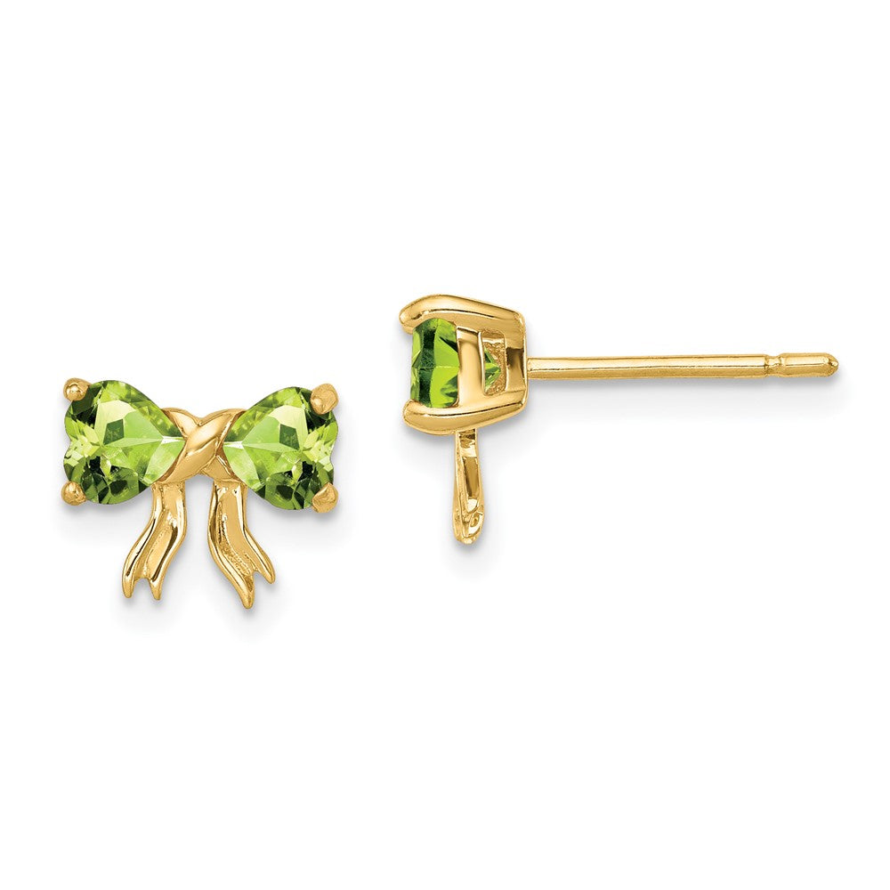 14K Yellow Gold Polished Peridot Bow Post Earrings