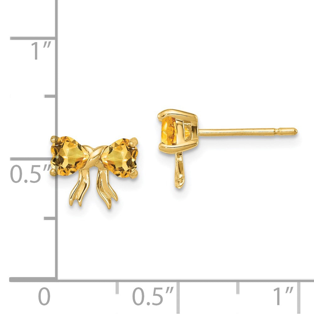 14K Yellow Gold Polished Citrine Bow Post Earrings